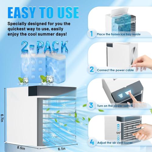 Portable Air Conditioners, Mini Air Cooler with 3 Speeds, Anti-leakage Water Personal Ice Air Conditioner for Room Desk Office Home Tent(W-09)