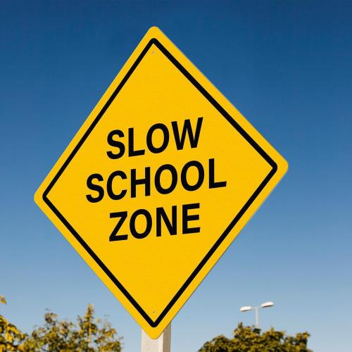Slow School Zone Sign 24 × 24 Inches Reflective Waterproof Fade Resistant Rust Free Aluminum Metal Safety Warning Signage with Pre-Drilled Holes for Driveways Roads Streets