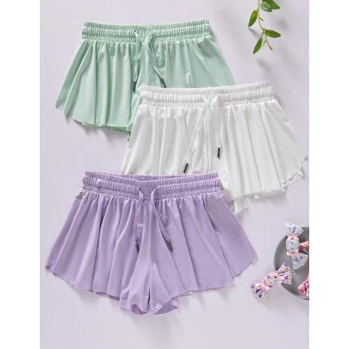 3 Pack Girls Flowy Shorts with Spandex Liner 2-in-1 Youth Butterfly Skirts for Fitness, Running, Sports