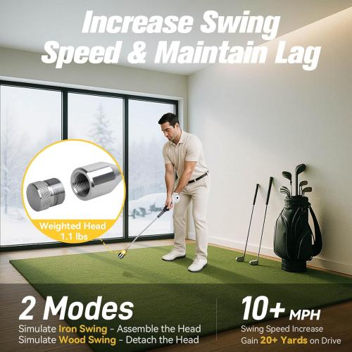 PodiuMax Golf Swing Trainer, Golf Grip Trainer for Tempo & Path, 2 Weights for Iron & Wood Hitting Chipping, Non-Slip Right Hand Ergonomic Swing Training Aid Golfers & Men & Beginners