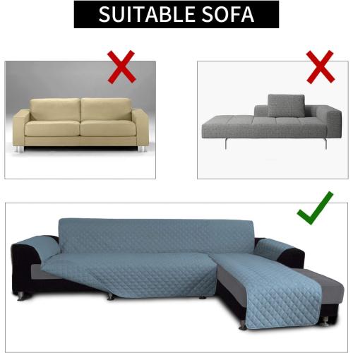 Easy-Going L Shape Sofa Slipcover Sectional Couch Cover - Reversible Chaise Lounge Furniture Protector for Pets, Kids, Children, Dog, Cat (X-Large, Light Blue/Light Blue)
