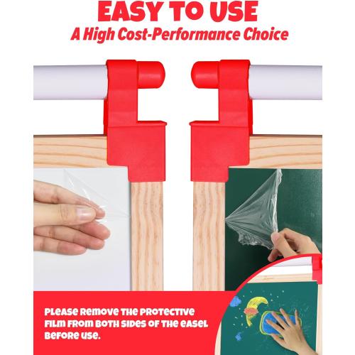 JOYOOSS Kids Wooden Easel with Paper Roll - Adjustable Magnetic Double Sided Drawing Board Whiteboard & Chalkboard Dry Easel Board,Children Art Easel for 3~12 Years Kids Boys Girls Painting Drawing