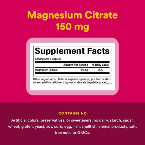 Natural Factors, Magnesium Citrate 150 mg, Muscle and Heart Health Formula, 180 Capsules