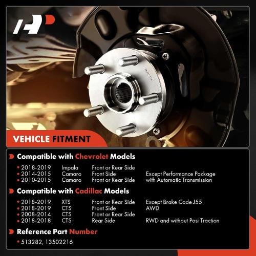 A-Premium Front or Rear Wheel Bearing and Hub Assembly with 5-Lug Compatible with Chevrolet Impala 2018-2019, Camaro 2010-2015, Cadillac CTS 2008-2014 & 2018, XTS 2018