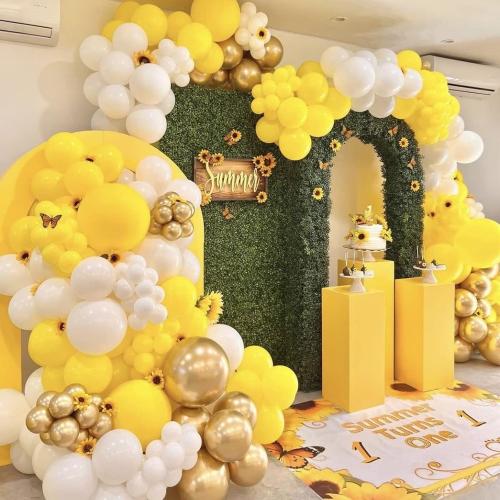 130pcs Yellow Balloons Different Sizes 18 12 10 5 Party Latex Balloons for Boys Girls Birthday Baby Shower Gender Reveal Wedding Sunflower Party Decorations