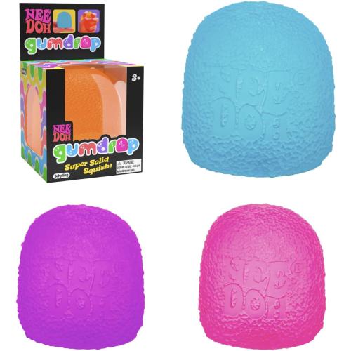 Schylling NeeDoh Gumdrop - Textured Sensory Toy with Super Solid Squish - 2.5 Tall - Colors May Vary (Pack of 1) | Sensory Squish Toy with Super Solid Squish