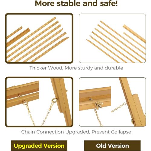 VISWIN Upgraded 63 Gold Wooden Easel Stand for Sign, Tripod Easel for Wedding Sign Stand, Welcome Board, Poster, Picture, Canvas Art Easel Floor with Tray for Display & Painting