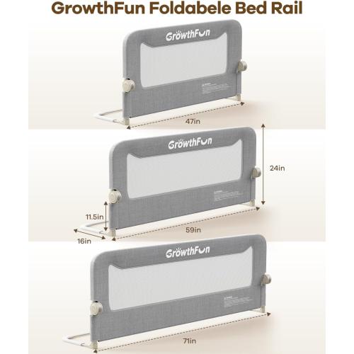 Foldable Bed Rail for Toddlers, 74in Reinforced Carbon Steel Frame&Connectors, Breathable Cationic Fabric - Safety Toddler Bed Rails for Queen, King, Twin, Full, No-Tool Setup.