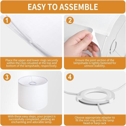 White Linen Small Drum Lampshade, 8.66 Top x 8.66 Bottom x 7.87 High Lamp Shade, Lamp Shade Replacement for Table and Floor Lamps, Pendant Light，Handcrafted Lampshade，Easy Assembly