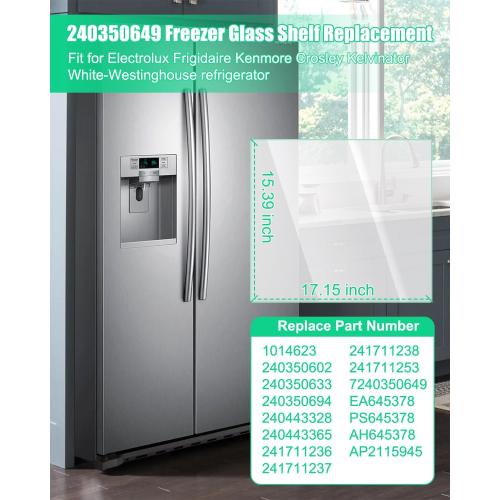 Glass 17x15 Upgrade 240350649 Glass Shelf Compatible with Frigidaire Crosley Refrigerator, Fridge Glass Bottom Shelf Crisper Replacement 17x15 Replace 241711236 240443328 240350602 240350633