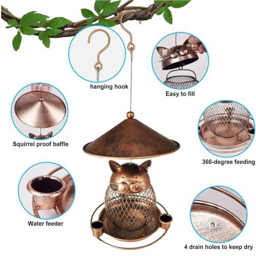 Outdoor Cat-Shaped Squirrel-Proof Metal Bird Feeder - Hanging Decoration for Garden & Yard - Wild Bird Feeding Station