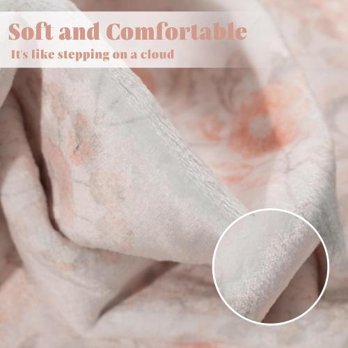 Area Rugs Washable,Large Floral Rugs for Living Room Bedroom Dining Room,Boho Indoor Floor Rug Non Slip Throw Carpet Low Pile Vintage Pink EXTRA LARGE