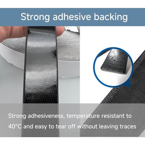 Strong Sticky Heavy Duty Hook and Loop Interlocking Tape Strips with Adhesive (Black, 1 inch 16.3 feet)