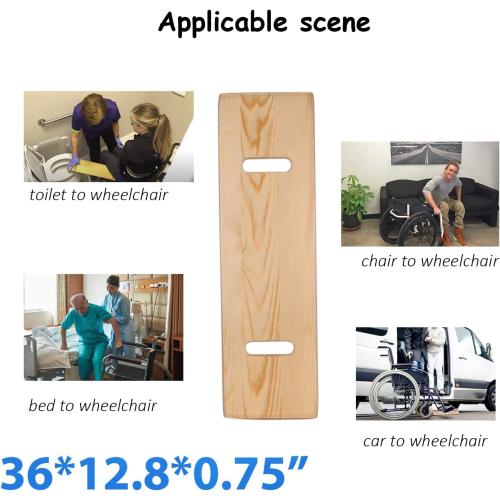 Wood Slide Transfer Board with 2 Cut out Handles 36 * 12.8 * 0.75 | Made of Heavy-Duty HardWood,Mobility Aid for Senior and Handicap,Non-latex,sturdy and durable,Load Capacity Up to 500 lbs
