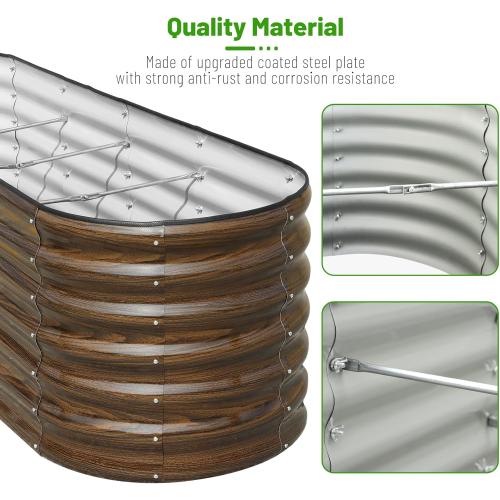 SnugNiture 8x2x2ft Raised Garden Bed Kit, 24 Tall Outdoor Metal Raised Planter Box for Planting Plants Vegetables Flowers Fruits, Brown