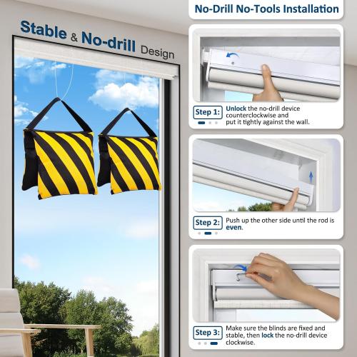 Smart Motorized Blinds with Remote, Cordless No-Drill Automatic Roller Shades, Blackout Electric Blind for Windows, Linen Stone