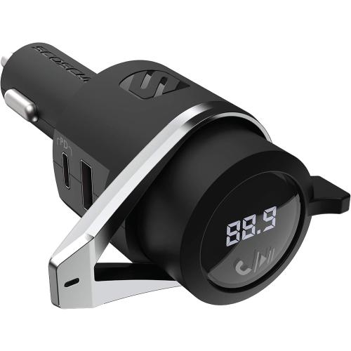 Scosche BTFMPD3SR-SP1 Universal Bluetooth Hands-Free Car Kit with Digital FM Transmitter and 20-Watt USB-C PD   12W Type-A Charging Ports