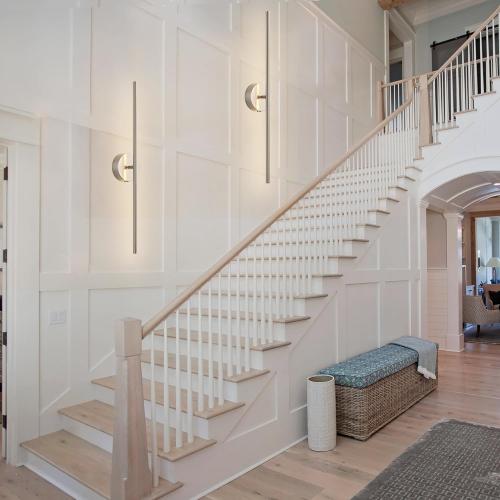 Battery Operated Wall Sconces with Remote Control, Dimmable Wall Sconces Set of Two, 350°Rotate, 3000K LED Nickel Wireless Wall Light for Living Room,Bedroom, Hallway, 28.3 Inch (2 Pack)