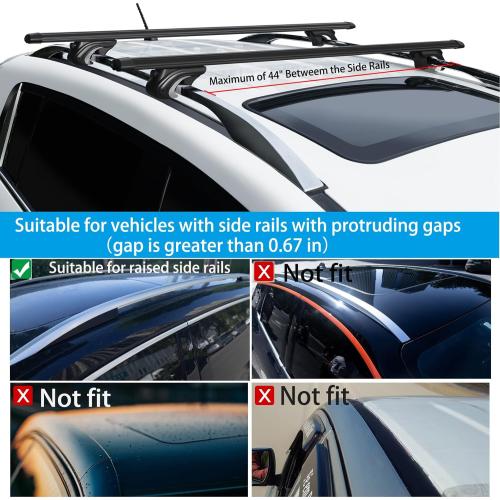 Black 56 Roof Rack Cross Bars 56, Universal Aluminum Roof Top Cross Bar Set, 260 lbs Load Capacity, Suitable for Raised Side Rails (with Gap Design),Black