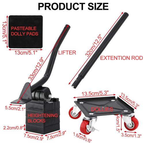 OCGIG 4 Packs Furniture Mover with Wheels, Heavy Duty Furniture Moving Dolly, Furniture Moving Sliders Lifters Tool Set for Refrigerator, Sofa, Cabinet, Maximum Load 1600LBS