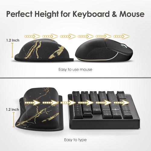 Gimars Upgrade Enlarge Silky Gel Memory Foam Wrist Rest for Computer Keyboard, Mouse, 3 PCS, Ergonomic Keyboard Wrist Rest for Typing Pain Relief, Mousepad Rests Wrist Support for Office Gaming Marble