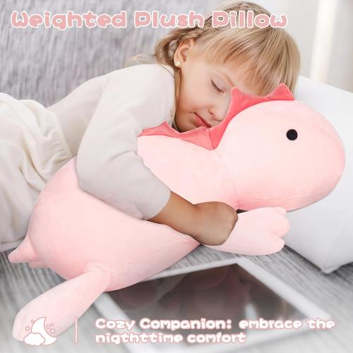 Color Pink  Dinosaur Plush Weighted Stuffed Animals 3.5lbs, Cuddle Weighted Dinosaur Plush, Huggable Dino Weighted Body Pillow Soft Plush Toy Gifts for Kids Adults Girls Boy