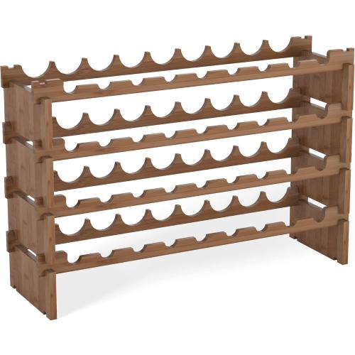 Size 10D x 33.5W x 21H. Domax Wine Rack Freestanding Floor - 36 Bottle Wine Racks Countertop,4 Tiers Stackable Wooden Storage Holder, 33.5 in Wide (Walnut)