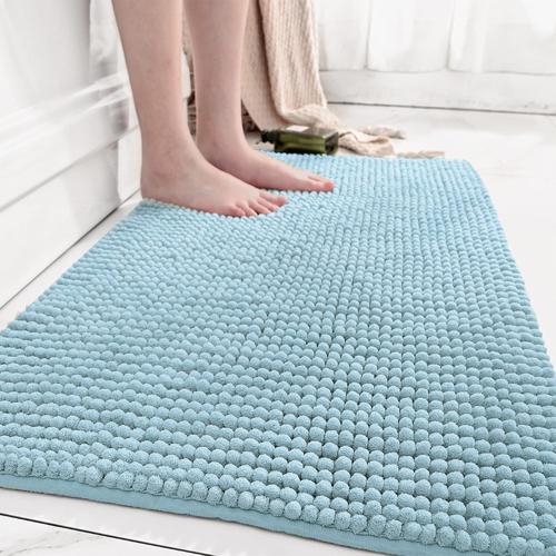 Bathroom Rug Mat,Luxury Chenille Super Soft Absorbent Rug,Non-Slip Quick Dry Microfiber Mats,Machine Washable Rubber Backing Bath Mat,Bath Rug Mats for Floor,Tub and Rain Showers (Blue-24x36)