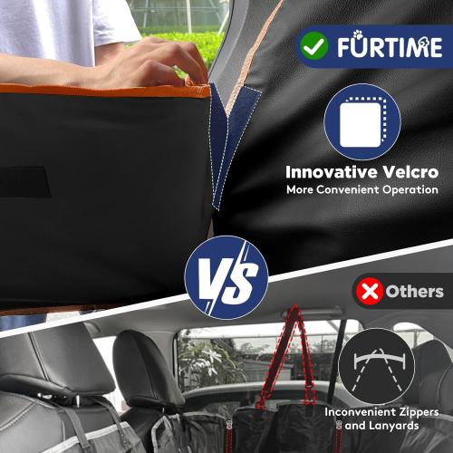 FURTIME XL Back Seat Extender for Dogs, Hard Bottom Dog Car Seat Cover for Truck Back Seat, Upgraded PU Leather Waterproof Anti-Scratch, Large Space Back Seat Cover for Full Size Truck SUV