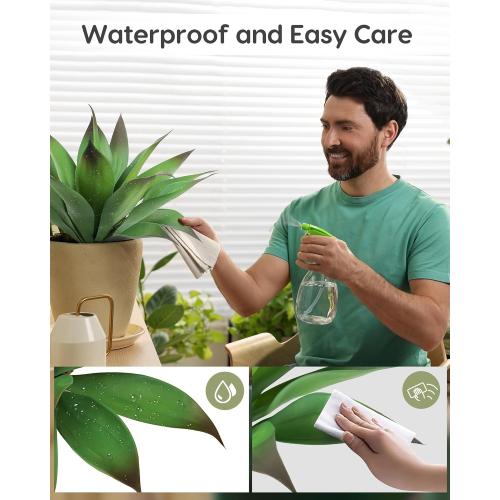 Velener Artificial Outdoor Agave Plant - Small Size UV Resistant Fake Agave Plants for Indoor and Outdoor Decor(Purple, 14 Inch)-2 Pack