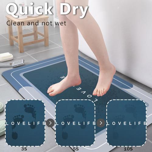 Bath mat Rubber Bathroom Mat-Quick Dry Absorbent Rug Non-Slip Thin Bathroom Rug Instant Dry Magic Bath mats for Bathroom Floor Mat in Front of Bathtub, Sink, Dark Grey, 17x27in