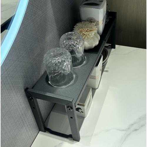 2 Pack Expandable Cabinet Shelf Organizer 16-26 L Stackable Kitchen Counter Shelves Rack Stand Sink Riser Countertop Storage Black (Narrow 5.1”D)