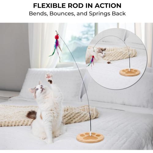 Cat Toys for Indoor Cats, Interactive Cat Toy Wand, Kitten Stuff, 18 Lures | Heavy Stable Base Prevents Toppling, Dual Suction Cup For Extra Play Options, Trigger natural feline hunting instincts today