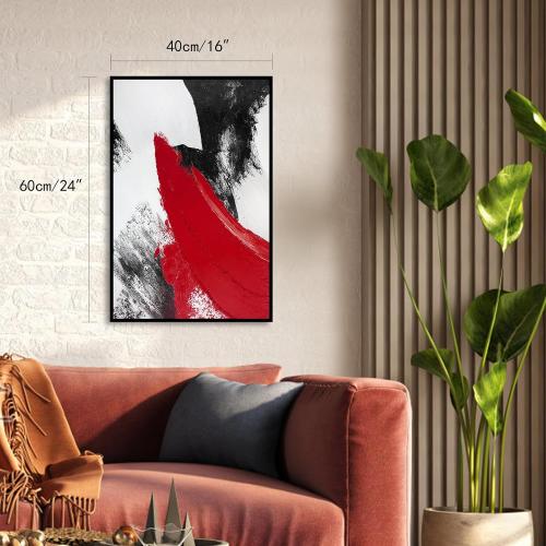 YPY Red Abstract Canvas Wall Art: Black and White Pictures Modern Minimalist Paintings Print Poster for Living Room Bedroom Bathroom Office Home Wall Decor 16x24