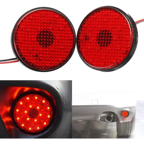 2Pcs Red Lens LED Rear Bumper Reflector Tail Stop Light Compatible with Toyota Sequoia Highlander Zrr70 Noah Fortuner Mitsubishi ASX/Outlander Sport
