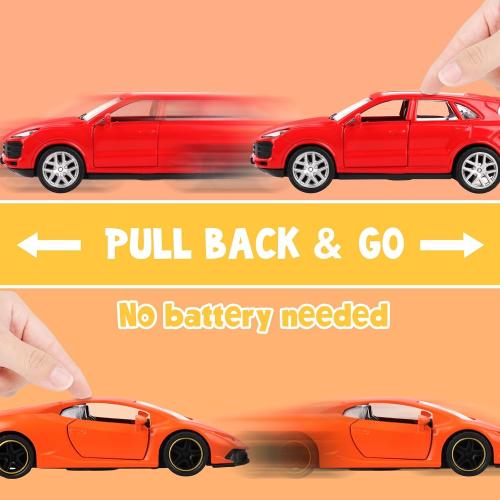 Hooqict Metal Die Cast Toy Car Set of 5, Openable Doors Pull Back Car for Kids Boys Age 3 4 5 6 7 8, Racing Car Party Favors Mini Toy Car for Pinata Stuffers, Goodie Bag Stuffers, Birthday Gifts