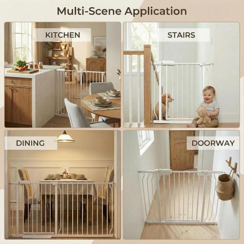 Narrow Baby Gate 24.4-29 Inch Wide Stairs Tension Pet Dog Gates Indoor for Doorways No Drilling Pressure Mounted Metal Pet Gates for Kids