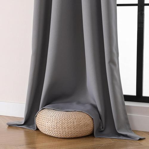 Grommet Blackout Curtains for Bedroom and Living Room - 2 Panels Set Thermal Insulated Room Darkening Curtains (Charcoal, 52W x 84L)