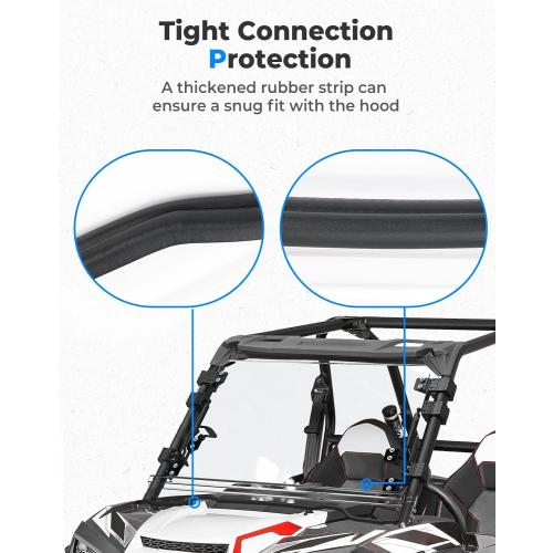 KEMIMOTO Flip Up Windshield 4-IN-1 Folding Window Compatible with 2014-2018 RZR XP 1000 / XP Turbo / RZR 900 / S900 / S1000, Clear Hard-Coated PC Open Close Vented Front Full Windshield