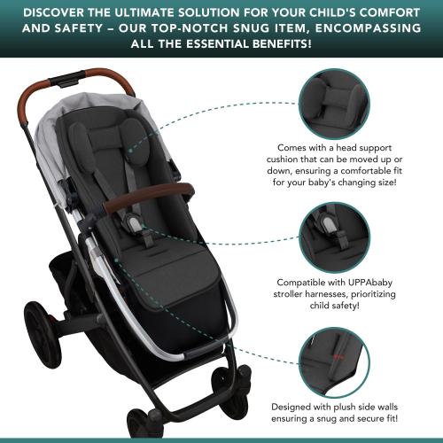 Dark Grey Infant Liner Seat Compatible with Uppababy Vista, Vista V2, Vista V3, Cruz, Cruz V2, RumbleSeat, RumbleSeat V2, 2 in 1 Newborn to Toddler Comfort Insert, New and Improved Liner Material for Babies