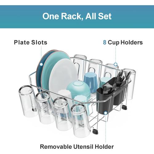 GSlife Small in Sink Dish Drying Rack - Stainless Steel Compact Dish Drainer for RV Kitchen Apartment Sink, Rust Resistant Inside Sink Rack, 1–2 Person Households, 11.6 W x 13.4 L, Silver