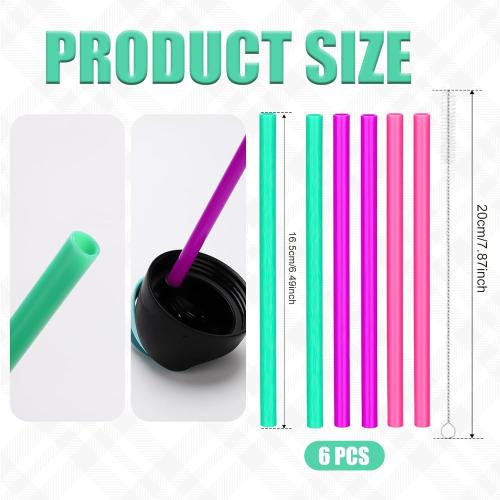 6pcs Straw Replacements for Owala FreeSip Kids 16 oz, Plastic Straws Reusable with Cleaning Brush Tumbler Cup Accessories Parts Compatible with Owala Water Bottle