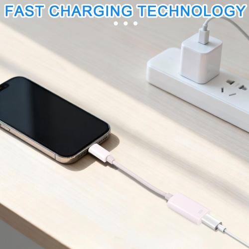 USB C to Audio Adapter, USB C Male to Female Headphone Adapter for Earbuds Charging Data Transfer Music Playback Calls for iPhone 16/15 iPad