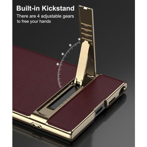 for Samsung Galaxy S24 Ultra Vegan Leather Case with 4 Modes Adjustable Kickstand,Thin Flexible Soft Grip Luxury Vegan Slim Protective Shockproof Phone for Samsung Galaxy S24 Ultra(Red)