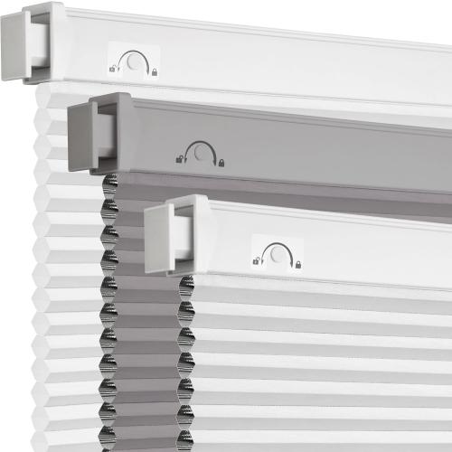 Grandekor No Tools No Drill Cordless Cellular Shades,39 W x 64 H,Blackout Honeycomb Blinds for Indoor Windows,UV Protection Privacy No Drill Blinds for Home,Door,White