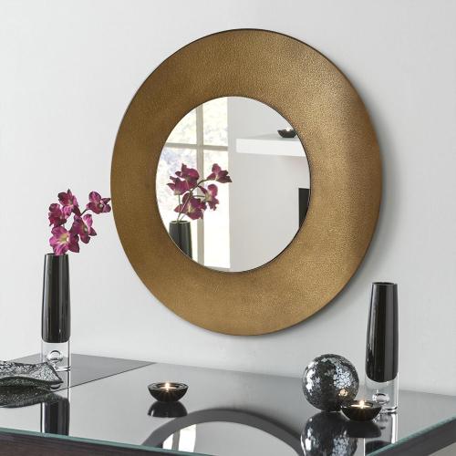 Gold 27 Inch Round Wall Vanity Mirror, Vintage Bronze Mirror Metal Frame, Anti-Rust Wall Mounted Mirror Home Decorative for Living Room, Bedroom, Bathroom, Restroom, Farmhouse