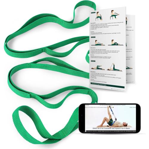 Trideer Stretching Strap Yoga Strap for Physical Therapy, 10 Loops Yoga Straps for Stretching, Non-Elastic Stretch Strap for Pilates, Exercise, Stretch Band for Women & Men