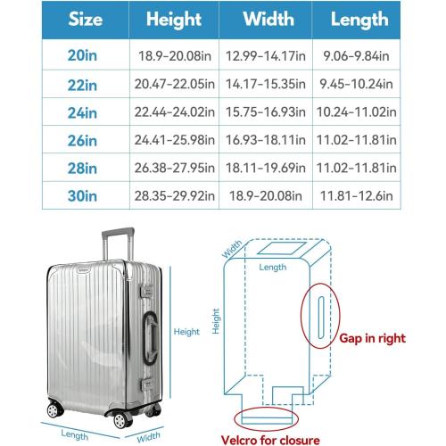 T Tersely Thicken Clear PVC Suitcase Cover Protectors 28 Suitcase Covers