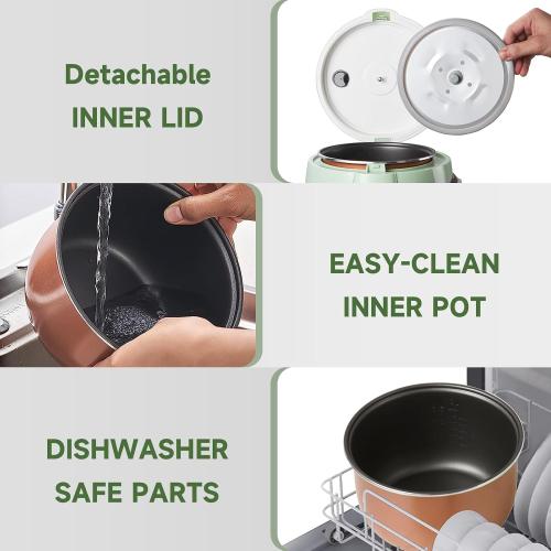 Rice Cooker 6 Cup (Cooked), Small Rice Cooker with 6 Cooking modes,24-Hr Delay Timer and Auto Keep Warm Function, Non-Stick Inner Pot,1.6L Suitable For 1-3 People