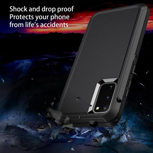 for Galaxy S20 5g Case,Shockproof Dropproof Dustproof 3-Layer Full Body Protection Rugged Heavy Duty High Impact Hard Cover Case for Galaxy S20 6.2 inch,Black